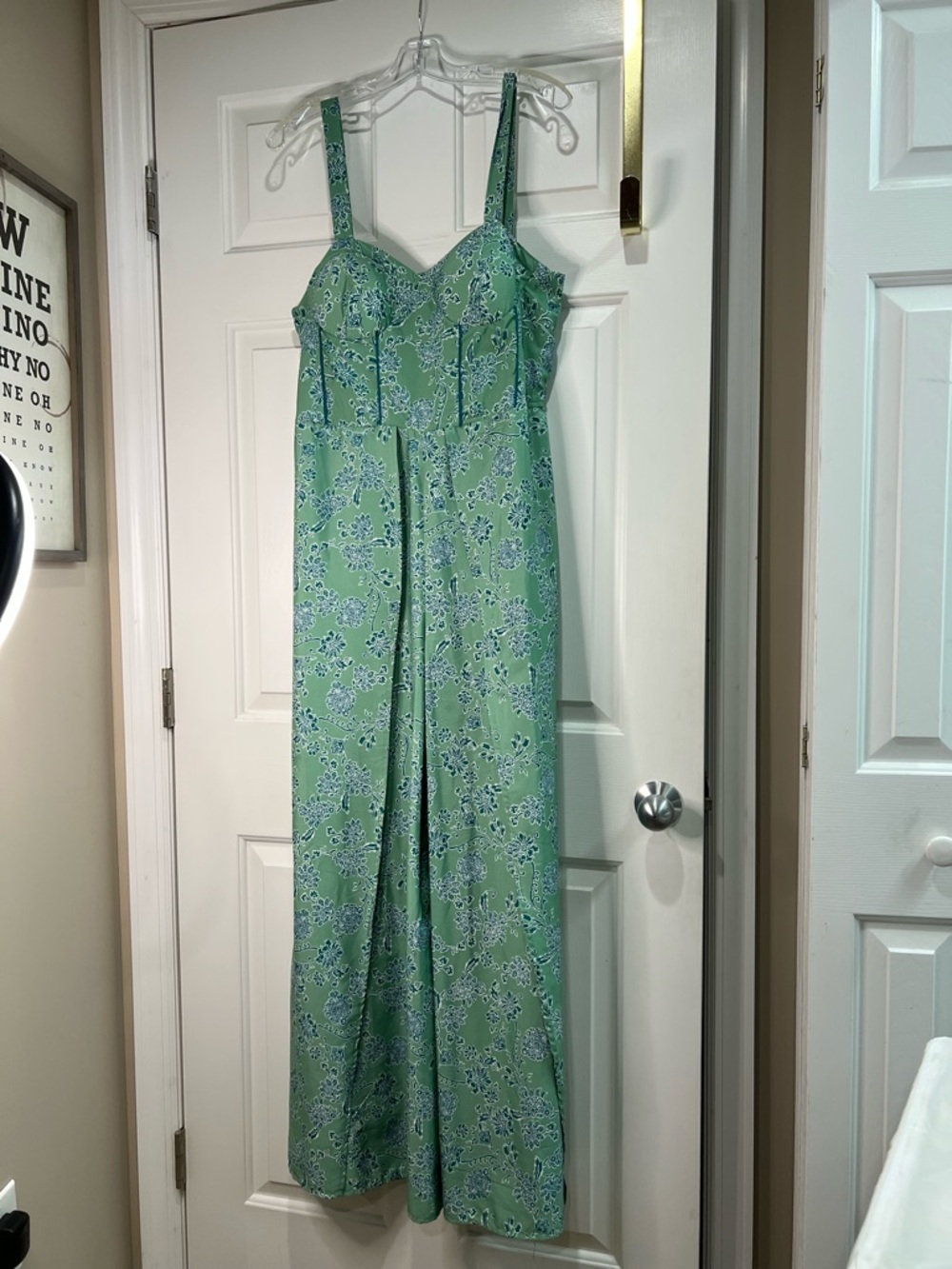 Green and teal bustier beachwear slit leg jumpsuit by Land of the free size XL